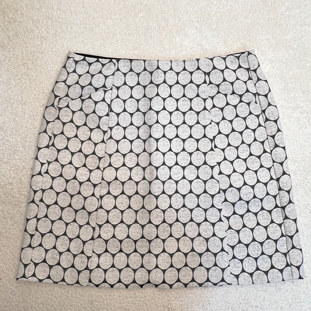 J.Crew Womens Mini Skirt Jacquard Polka Dots Pencil Pockets White/Blue Sz 0